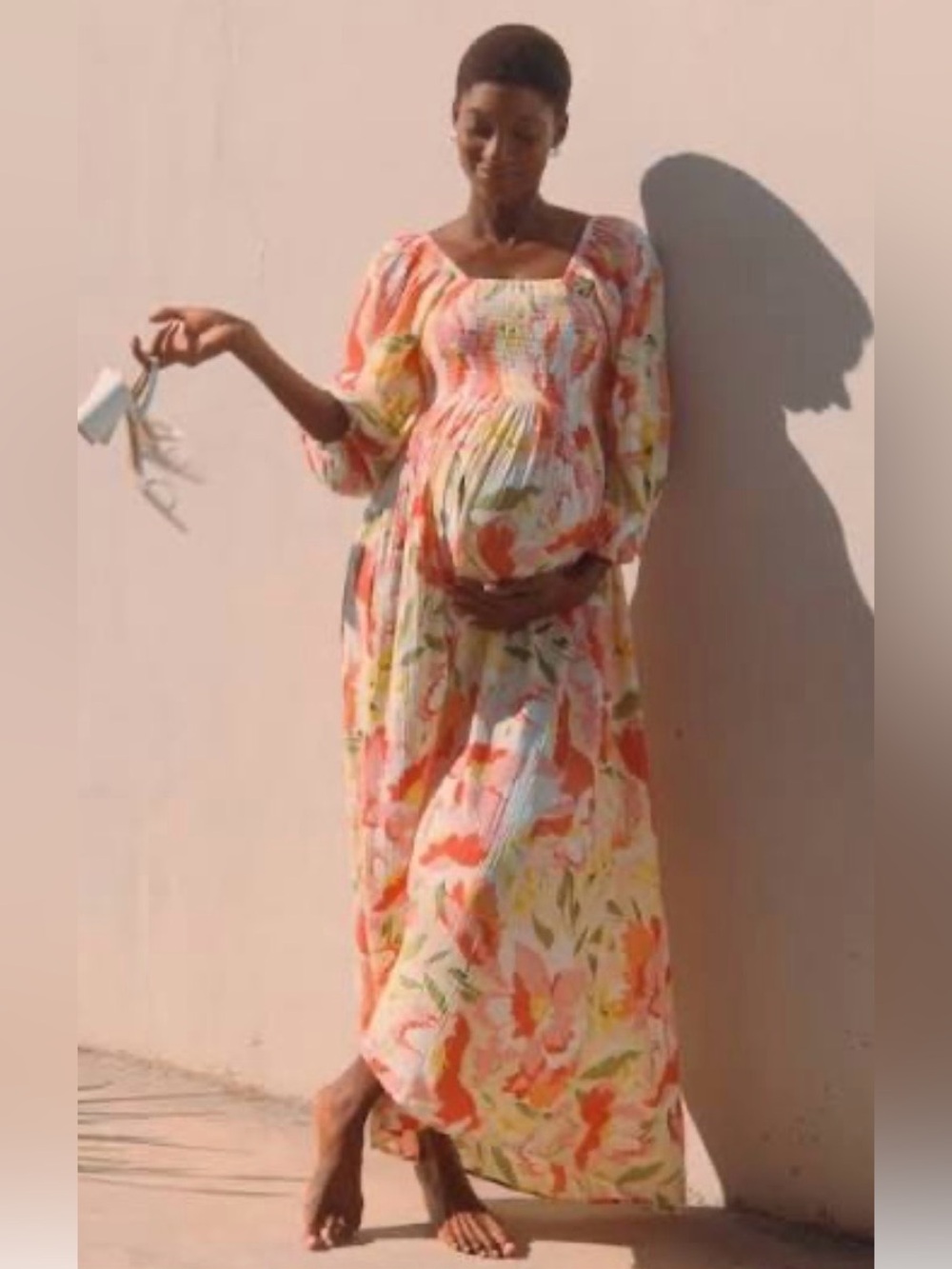 NWT Seraphine Eyla size 2 and 4 pink floral shirred bodice maxi dress maternity
